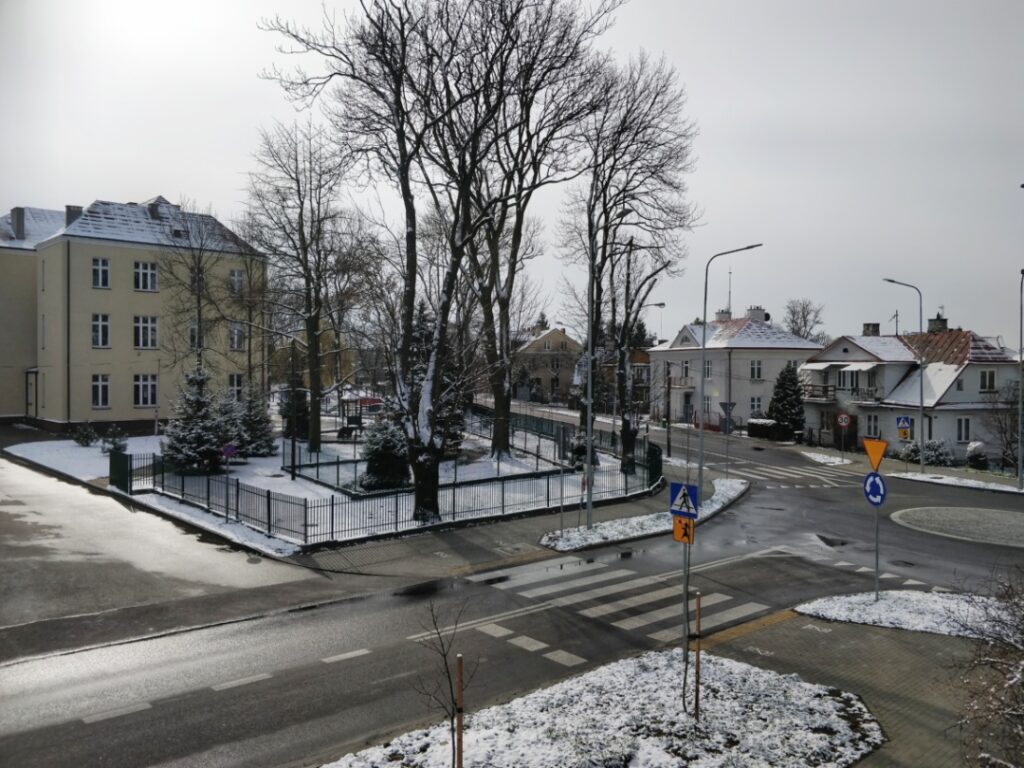 Snow on the streets of Zamość, Poland